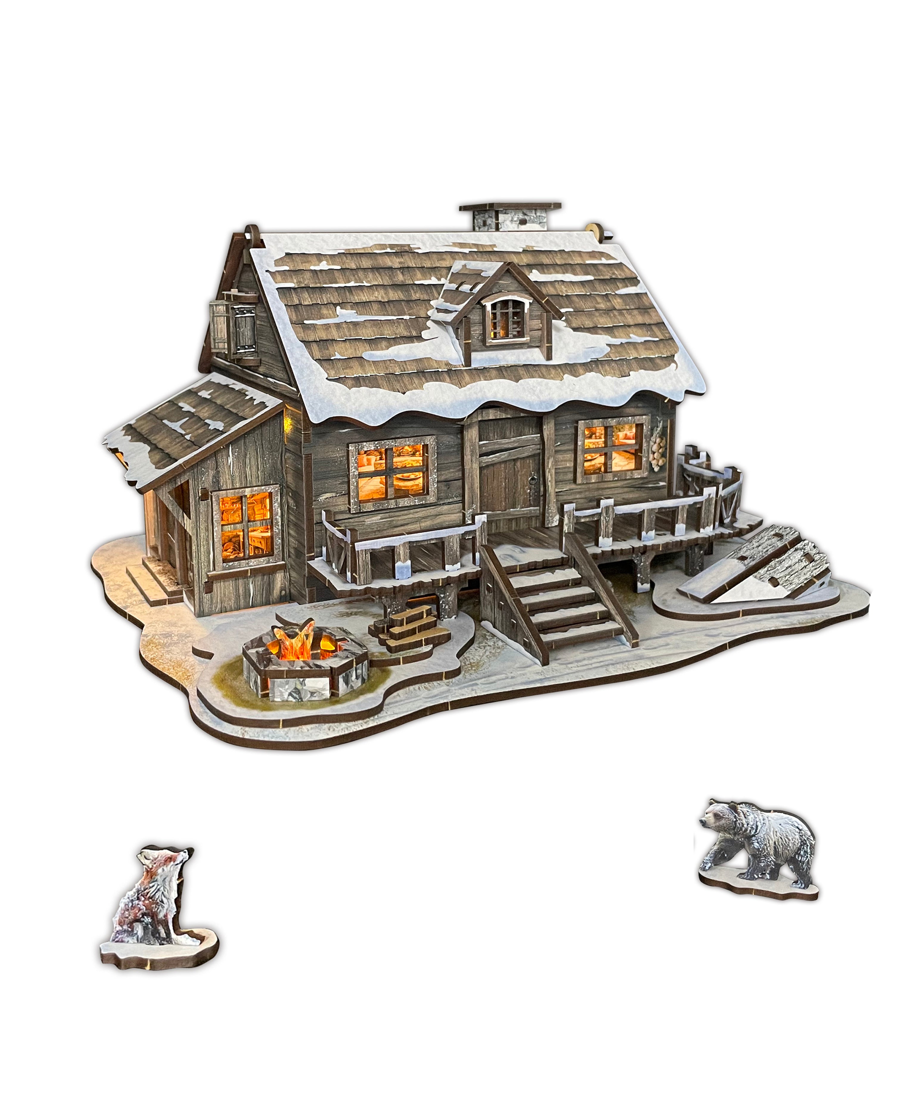 3D Wooden Puzzle：Snow mountain hut