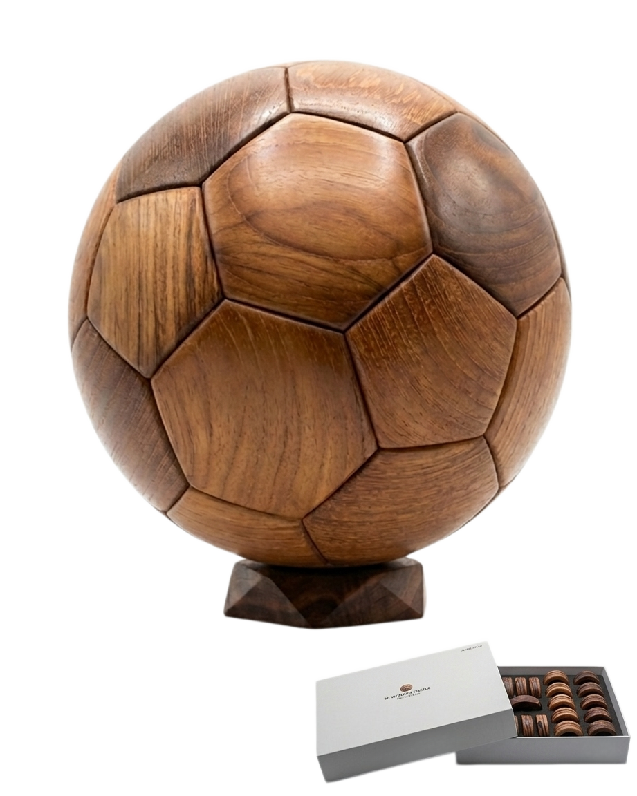 3D Wooden Soccer Ball Puzzle:Walnut and Teak
