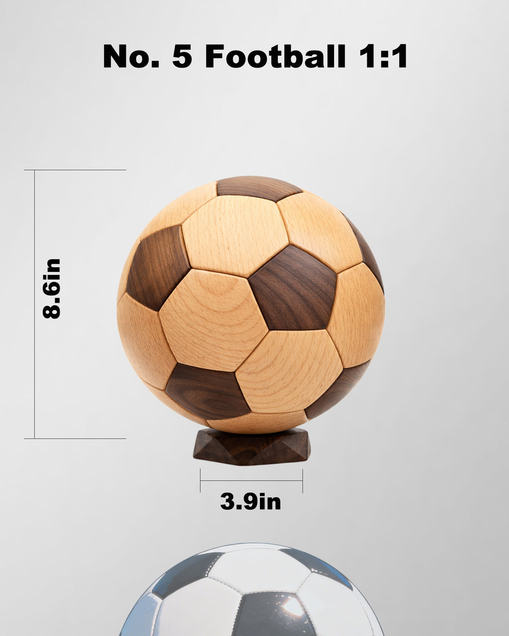 3D Wooden Soccer Ball Puzzle：Beech and walnut