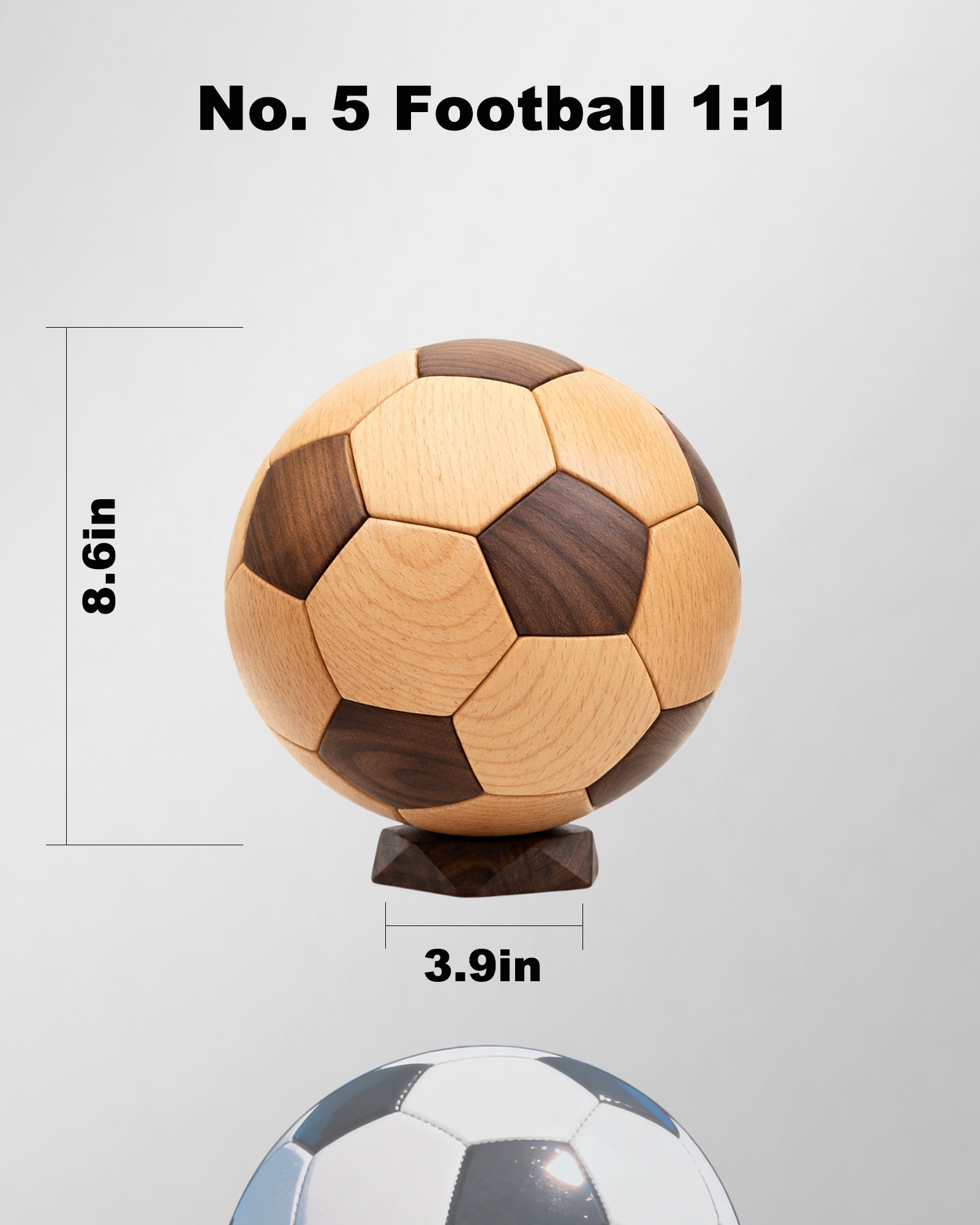 3D Wooden Soccer Ball Puzzle：Beech and walnut