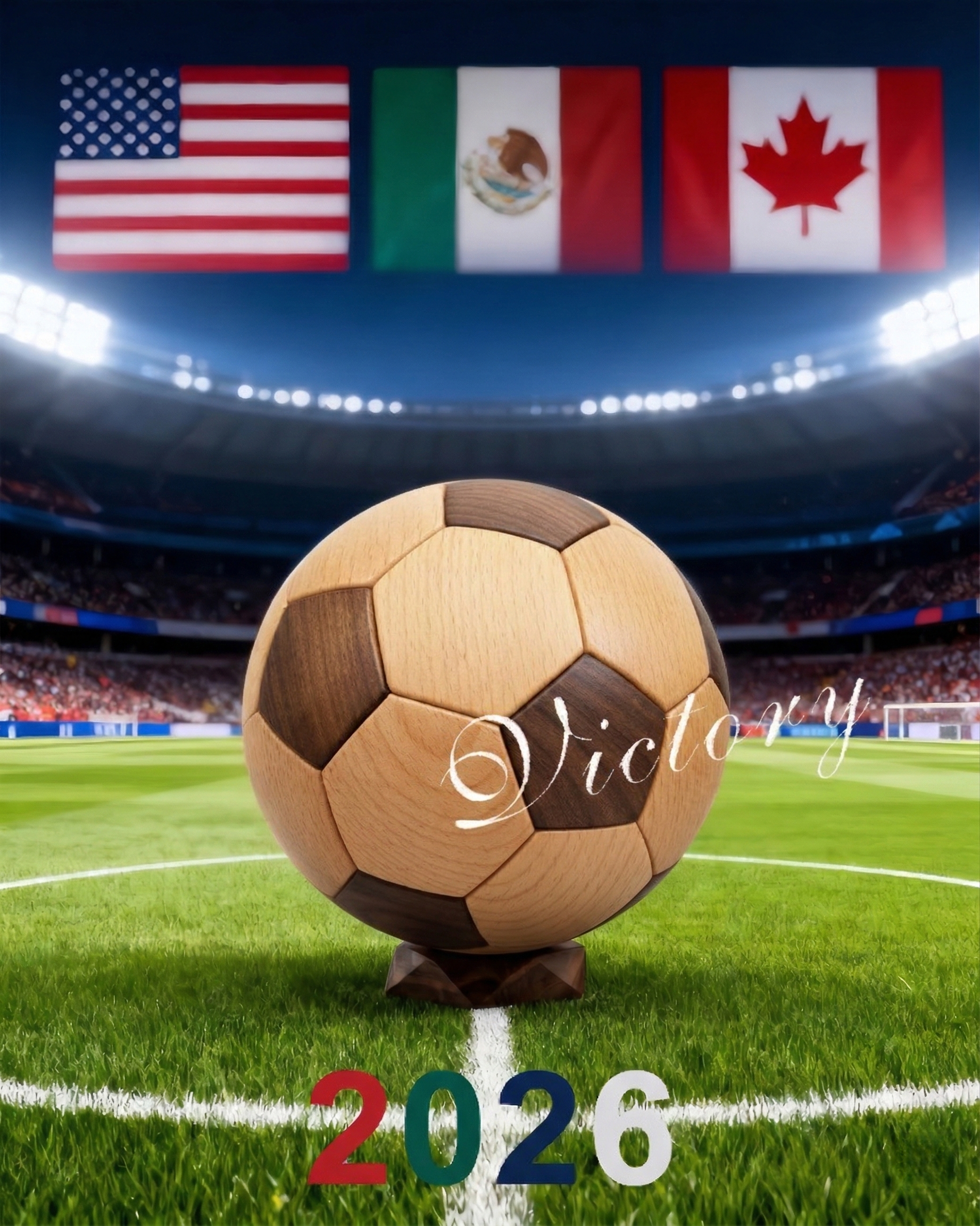 3D Wooden Soccer Ball Puzzle：Beech and walnut