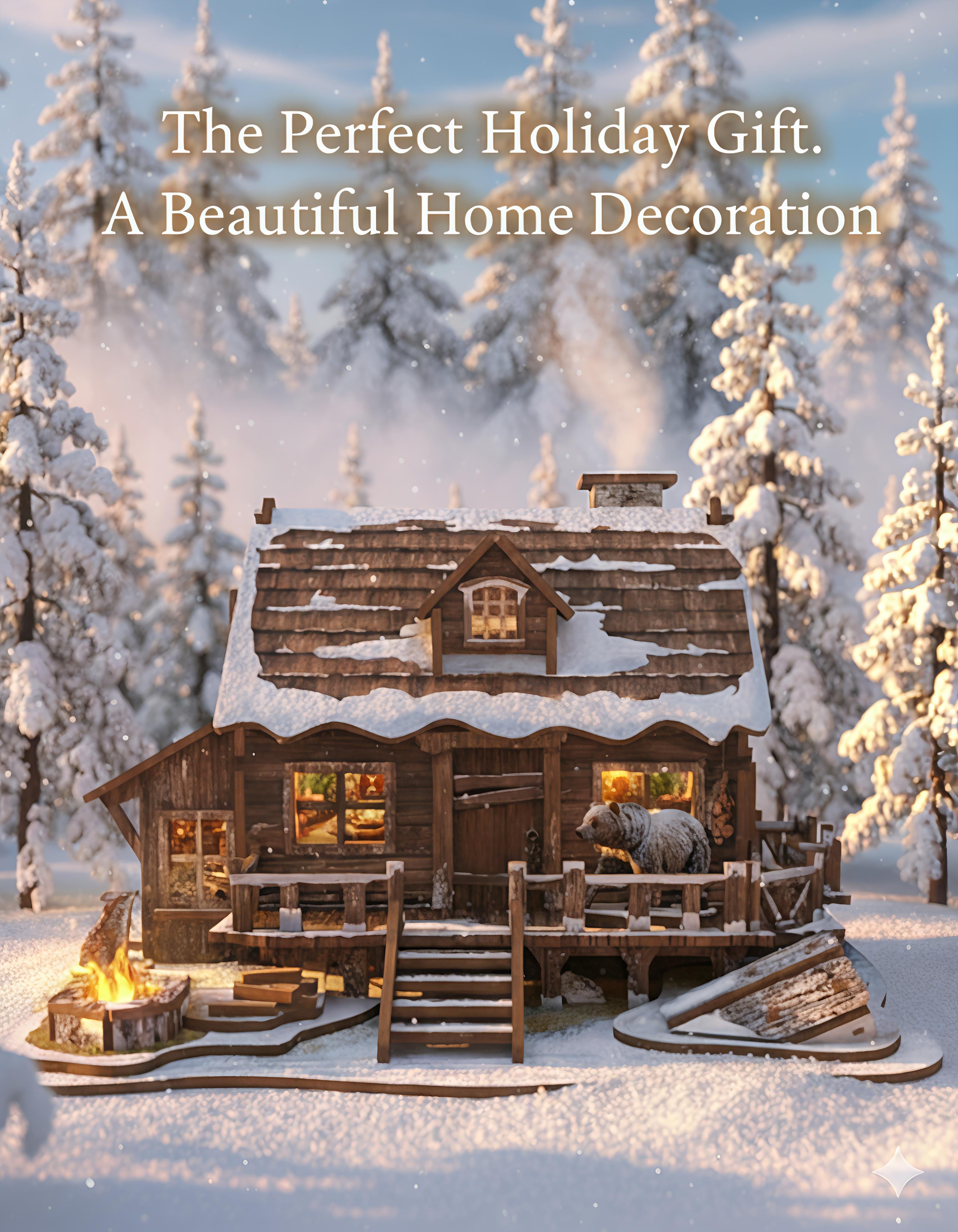 3D Wooden Puzzle：Snow mountain hut